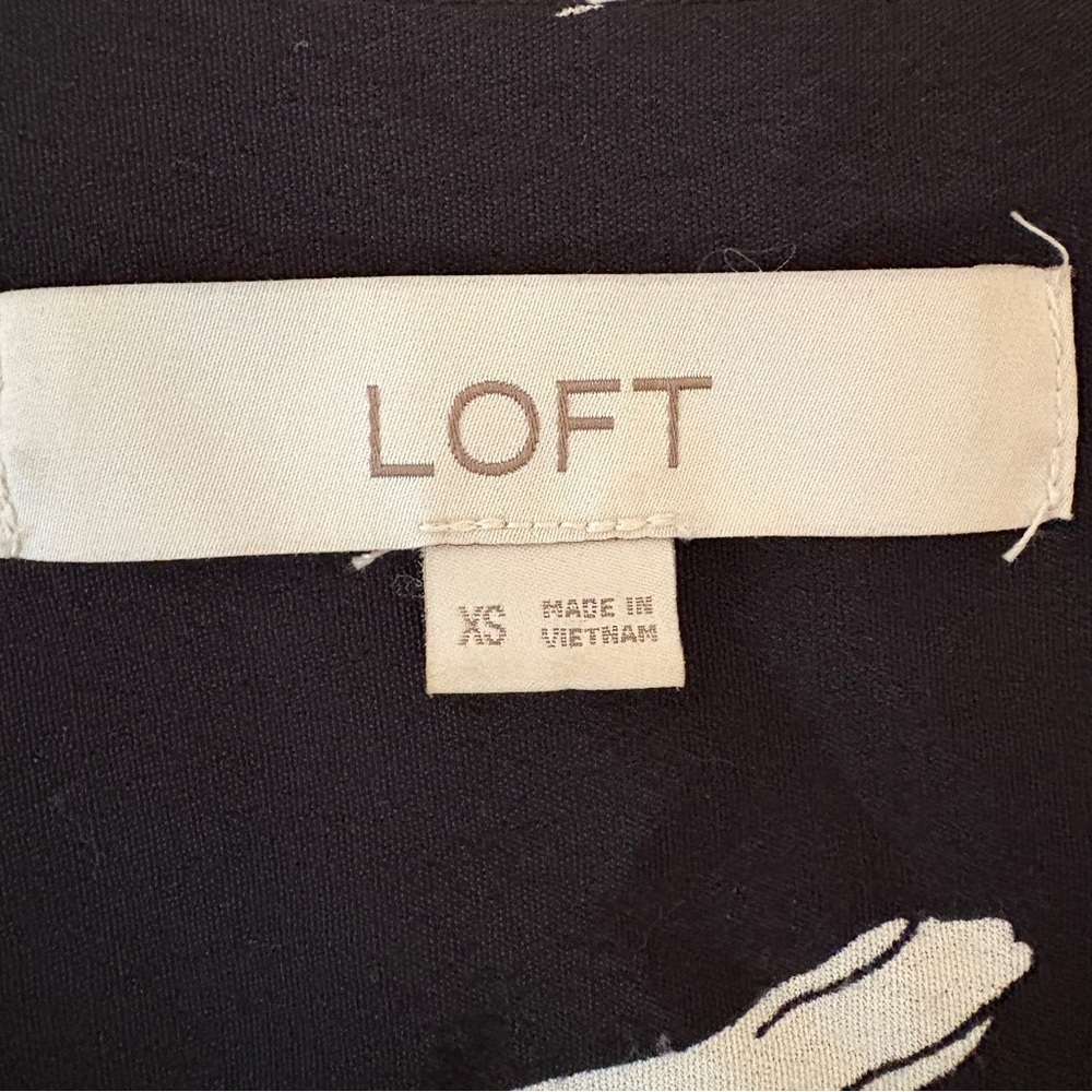 LOFT Black White Brushstroke Wrap Wide Leg Belted Jumpsuit XS - Picture 3 of 3